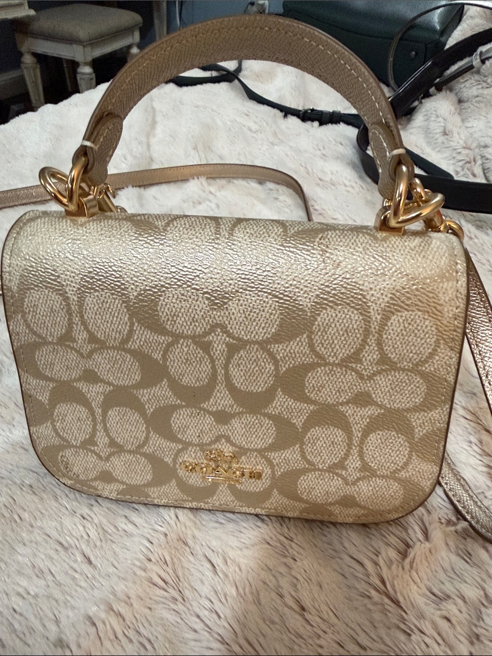 Coach Metallic Gold Signature Top-Handle Crossbody Bag